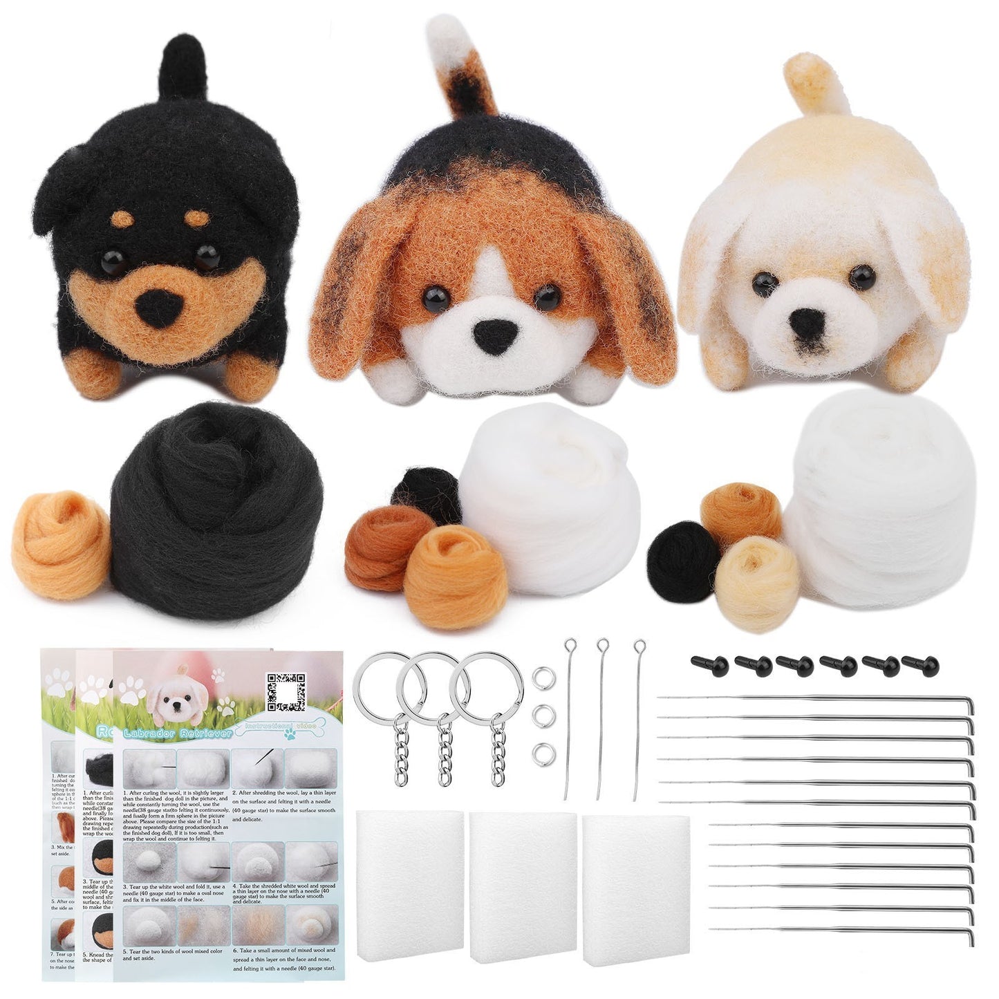 12 Pieces Doll Making Wool Needle Felting Starter Kit with Instruction