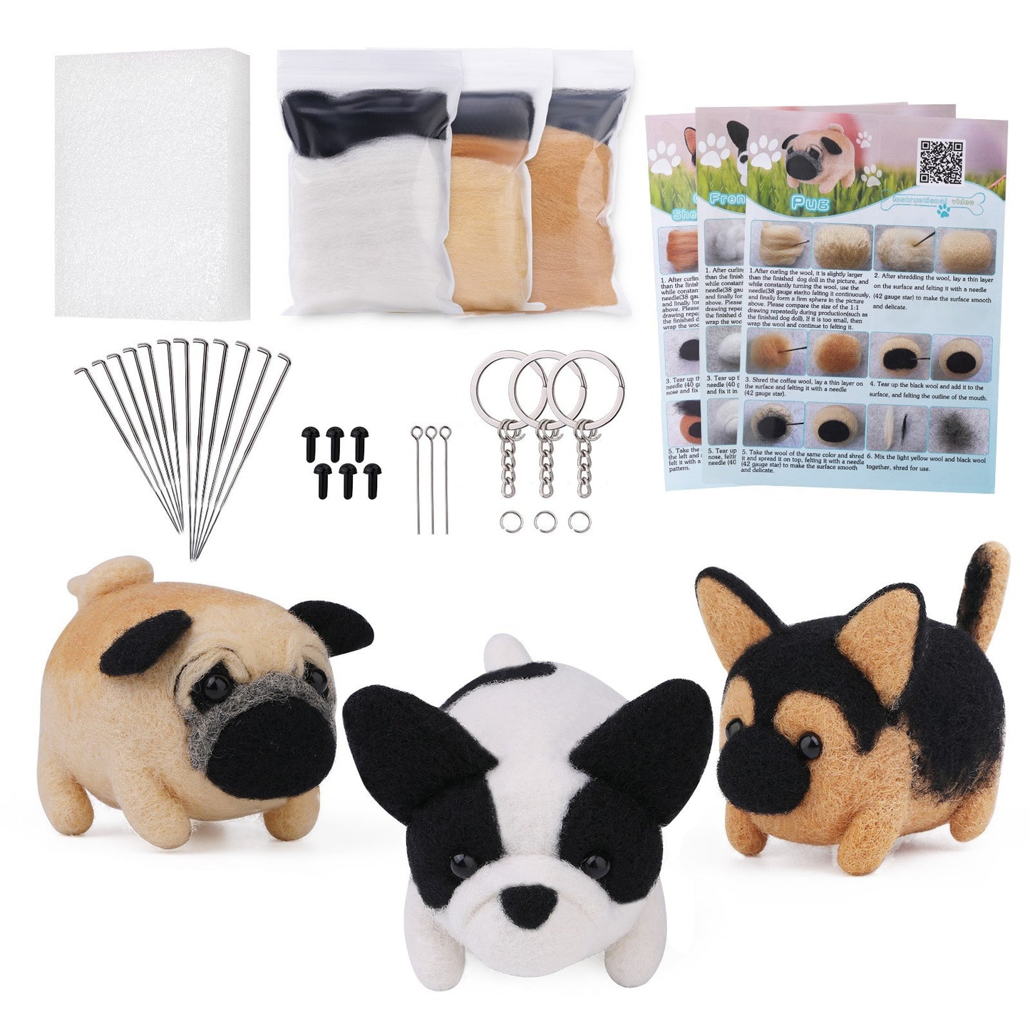 12 Pieces Doll Making Wool Needle Felting Starter Kit with Instruction