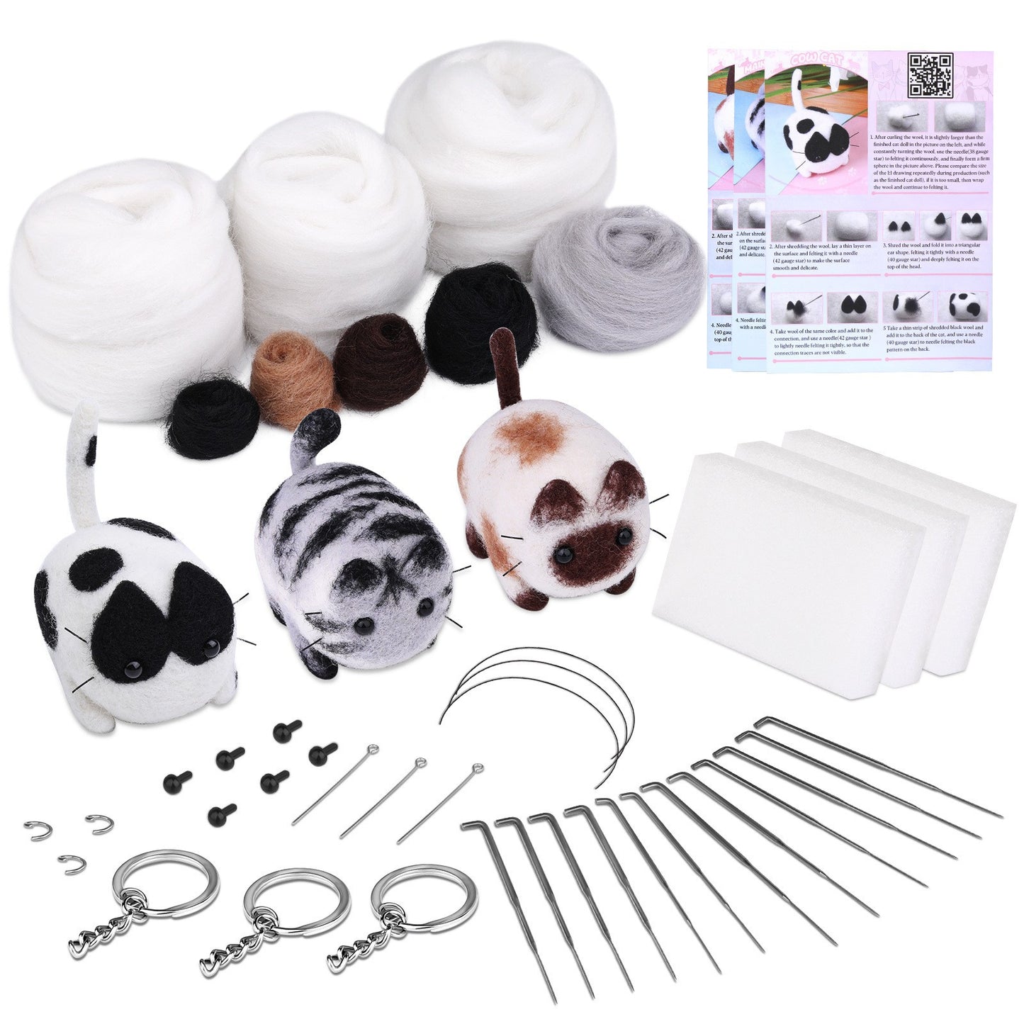 12 Pieces Doll Making Wool Needle Felting Starter Kit with Instruction