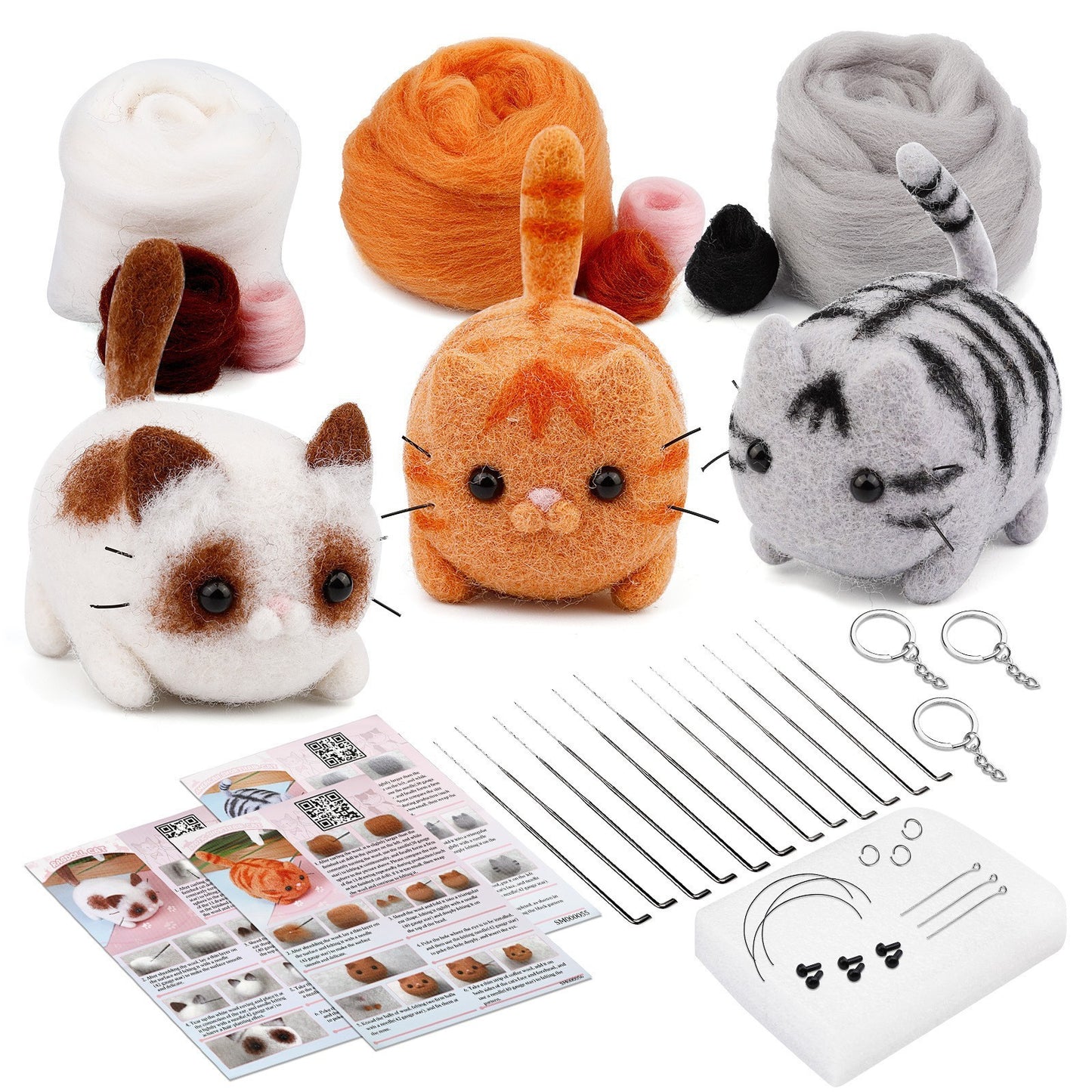 12 Pieces Doll Making Wool Needle Felting Starter Kit with Instruction