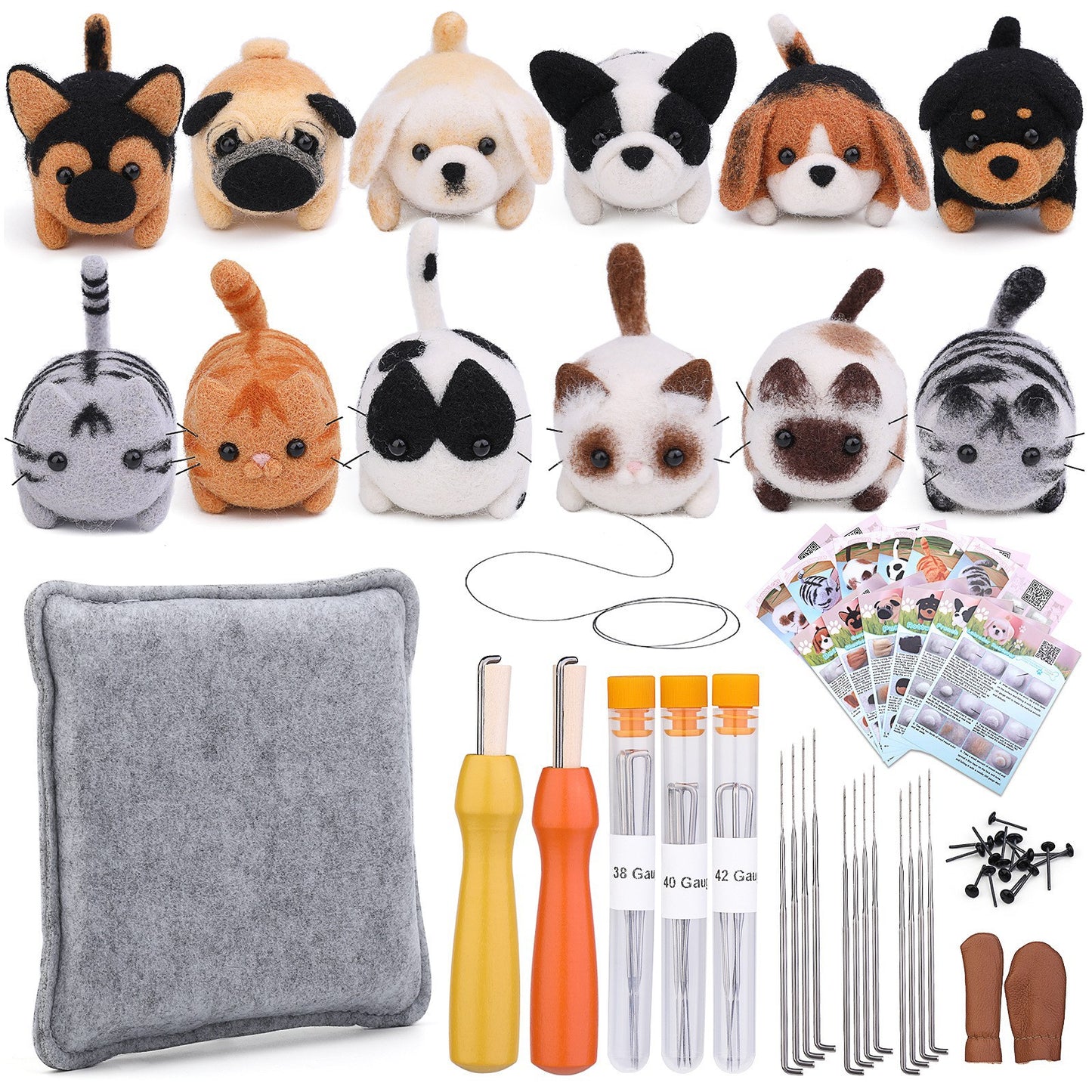12 Pieces Doll Making Wool Needle Felting Starter Kit with Instruction