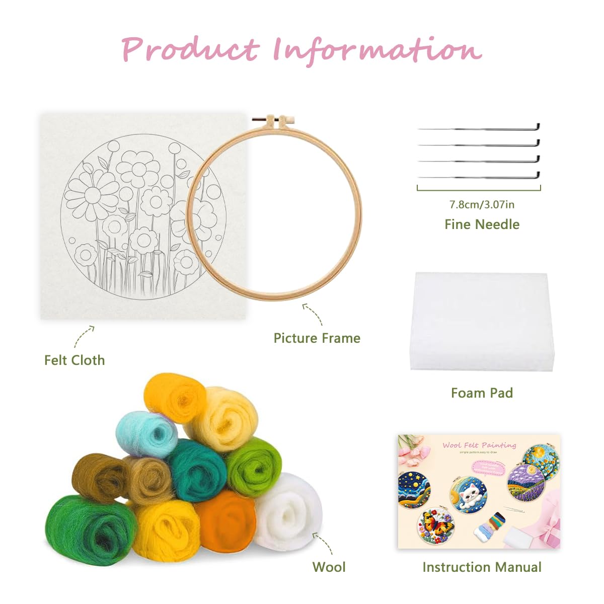 Needle Felting Kits Beginners, Natural Landscape DIY Wool Needle Felting Starter Kit