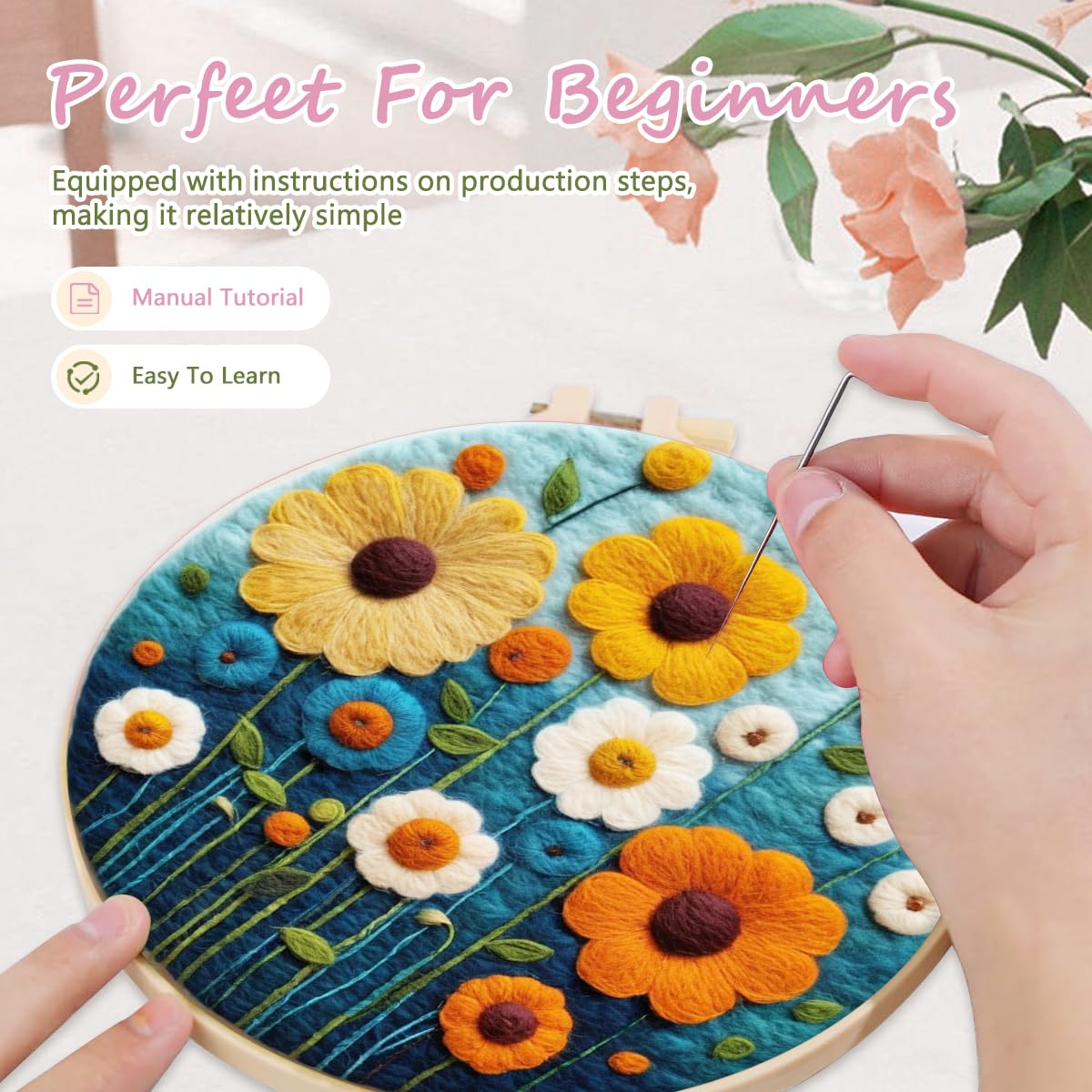 Needle Felting Kits Beginners, Natural Landscape DIY Wool Needle Felting Starter Kit